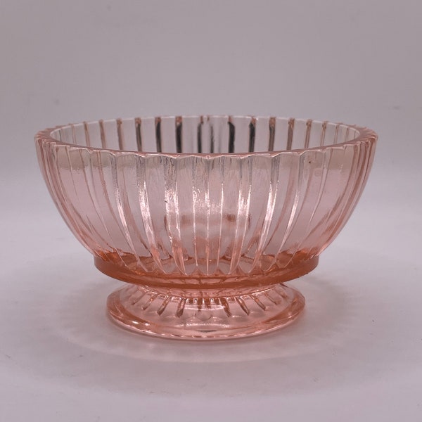 Anchor Hocking Pink Depression Glass Champagne/Tall Sherbet Glass in Queen Mary Pink Pattern