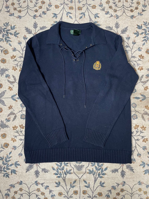 Vintage Ralph Lauren Women's Navy Blue Quarter La… - image 1