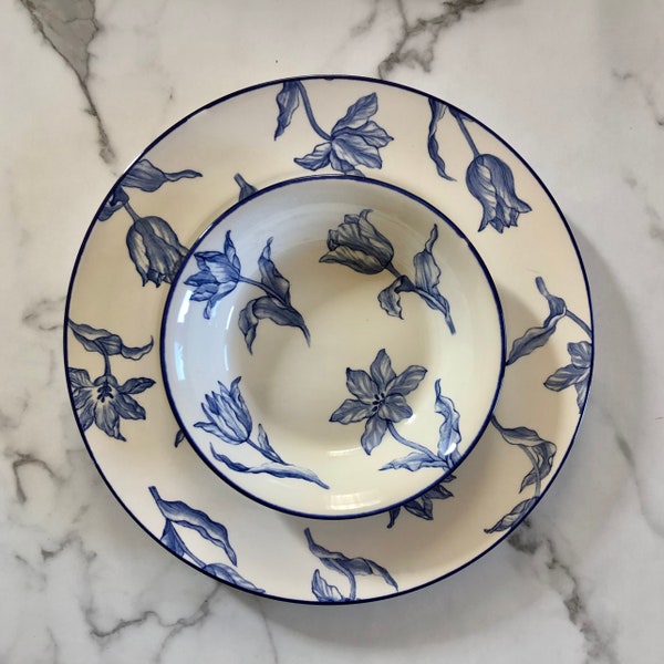 Ceramic Tulip Plate & Bowl Set