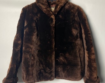 50s Brown Famous Barr Co. Teddy Bear Mouton Coat