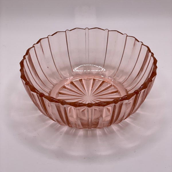 Anchor Hocking Pink Depression Glass Fruit/Dessert Bowl in Queen Mary Pink Pattern