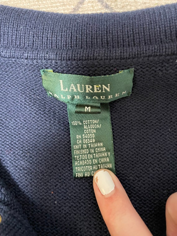 Vintage Ralph Lauren Women's Navy Blue Quarter La… - image 7