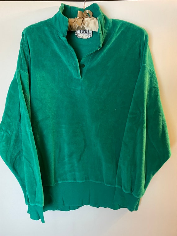 Vintage Green Terry Cloth Pullover (M)