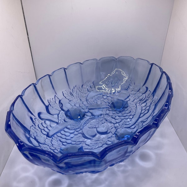 1950's Indiana Glass Co. Footed Centerpiece Fruit Bowl in Garland Light Blue Pattern