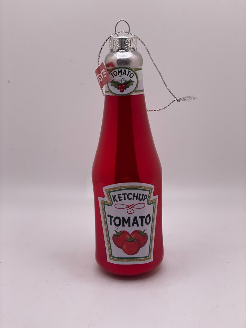 Glass Tomato Ketchup Bottle Ornament Etsy