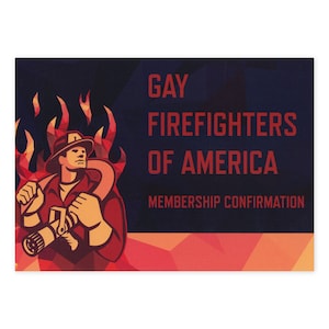 Prank Postcard - Gay Firefighters of America Membership - Pranks Practical Jokes Revenge - 100% Anonymous - Sent Directly To Your Victim