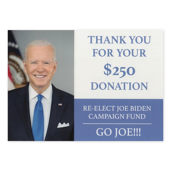 Carte postale blague - Fonds de la campagne de réélection Joe Biden - Vengeance des blagues et blagues - 100 % anonyme - Envoyée directement à la victime