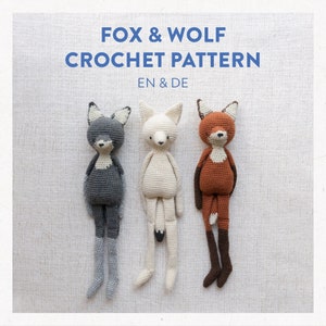 fox crochet pattern amigurumi crochet stuffed animal wolf crochet pattern | English and German | little Piep