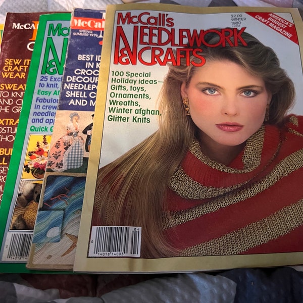 McCall’s Needlework and Crafts Magazine, 1970’s-1980’s vintage crafting and needlework lot of 5