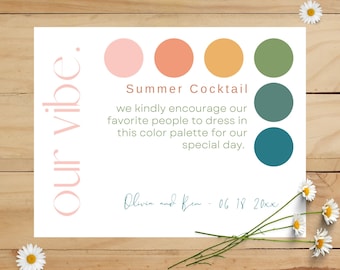 Wedding Attire Card Template, Neutral Wedding Color Palette Insert, Guest Dress Code Card, Wedding Mood Board for Guest Summer | SS102AC