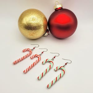Peppermint Candy Cane Earrings, Collection, Festive Christmas Holiday Fashion Dangle