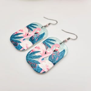 Floral Flamingo Earrings, Women&#39;s Tropical Fashion Dangle