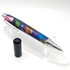 Rollerball Pen - Royal Purple Mosaic - Black Chrome Cap