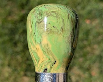 Perilla de cambio - Verde comando / Amarillo arena / Marrón café con banda desgastada - Rosca universal (LEER DESCRIPCIÓN)