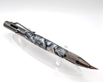 Cuchillo de modelismo - Zorro plateado con purpurina - Acción de cerrojo color gris plomo