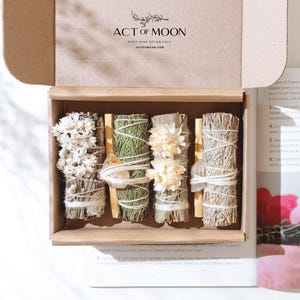 Smudging Kit: Sacred Herbs, Palo Santo & Crystals - Energy Cleansing
