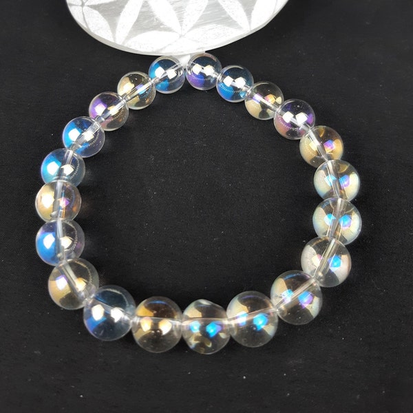 Bracelet de protection en Aqua Aura pour renforcer l'Aura, perles de 10 mm