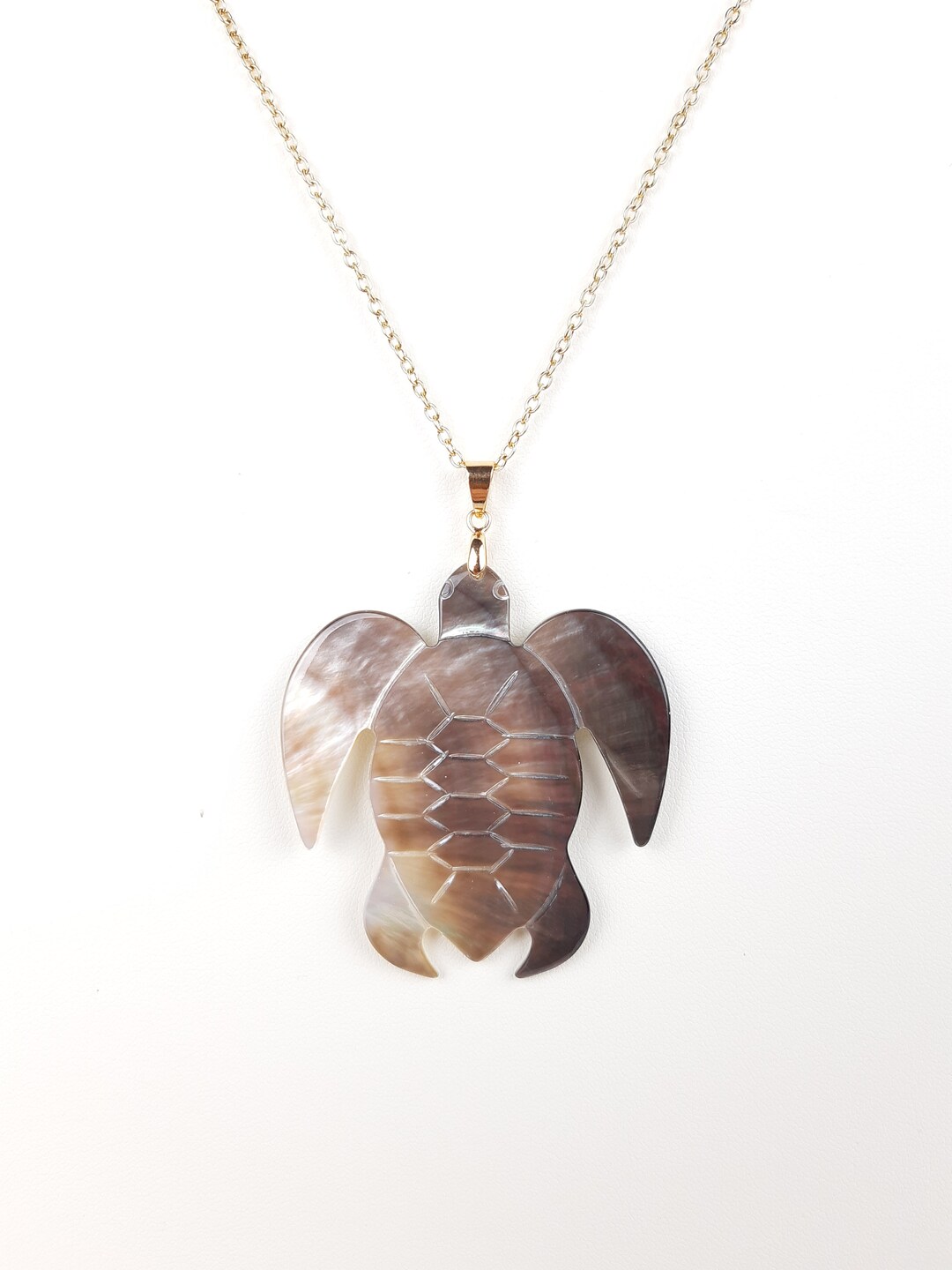 Pendentif Tortue En Acier Doré - Bijou OxcmoBijoux - Neuf Avec étiquettes