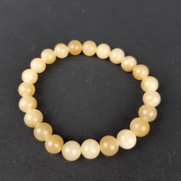 Bracelet de perles 8mm en Calcite jaune, pour stabiliser l'énergie