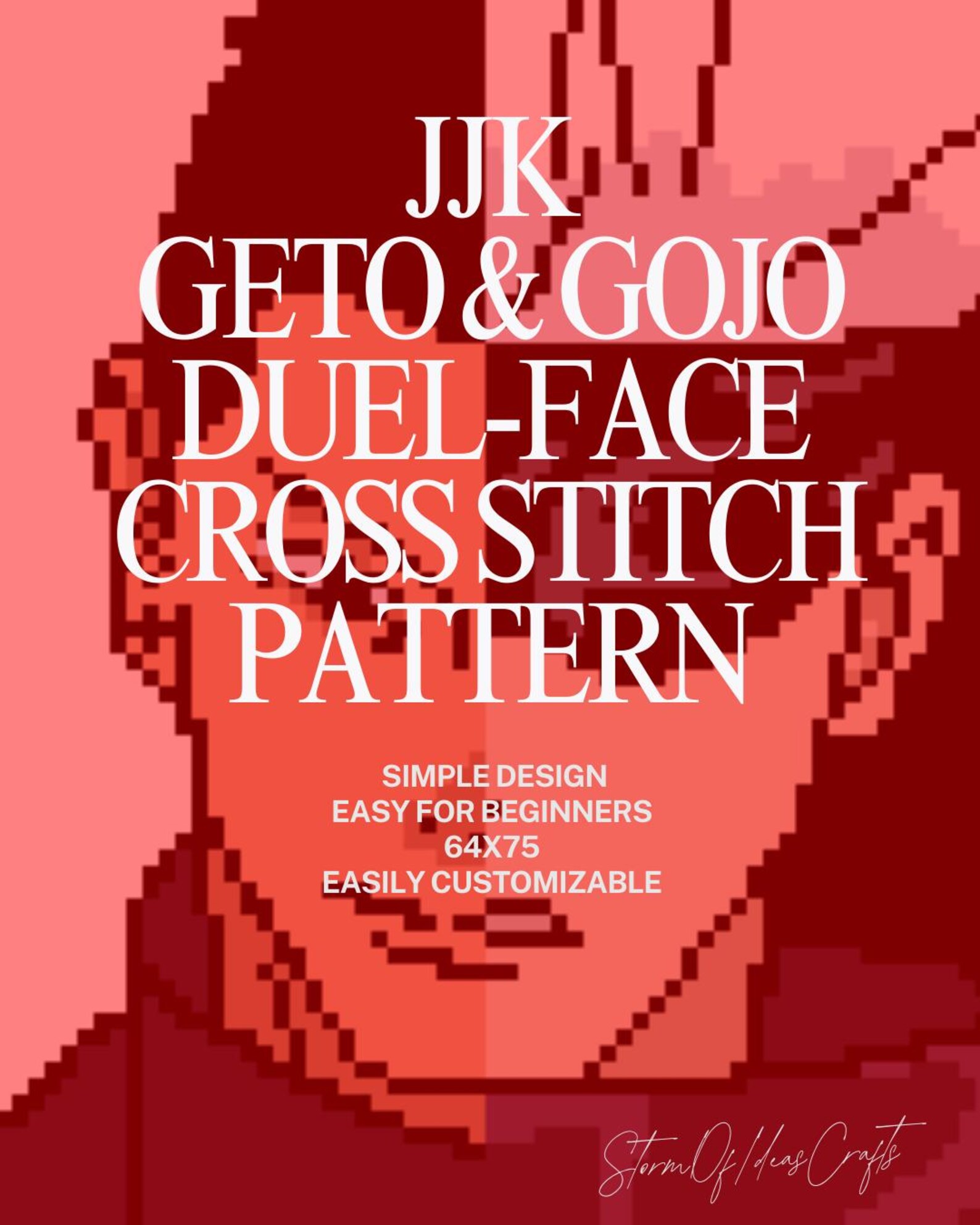 JJK Geto & Gojo Duel-face Cross Stitch Pattern - Etsy