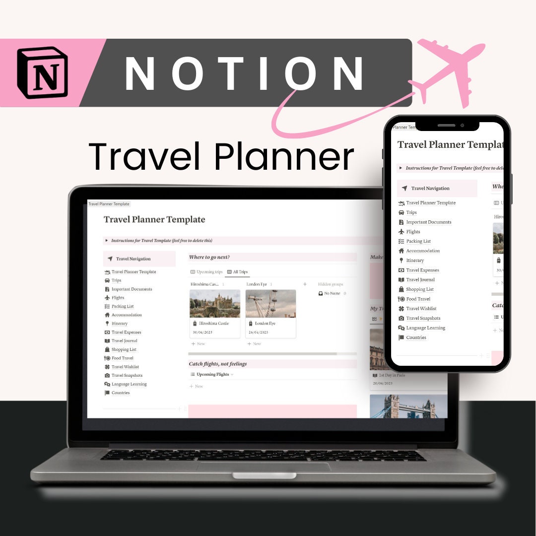 Notion Travel Planner, Notion Travel Template, Notion Templates, Travel Planner, Vacation