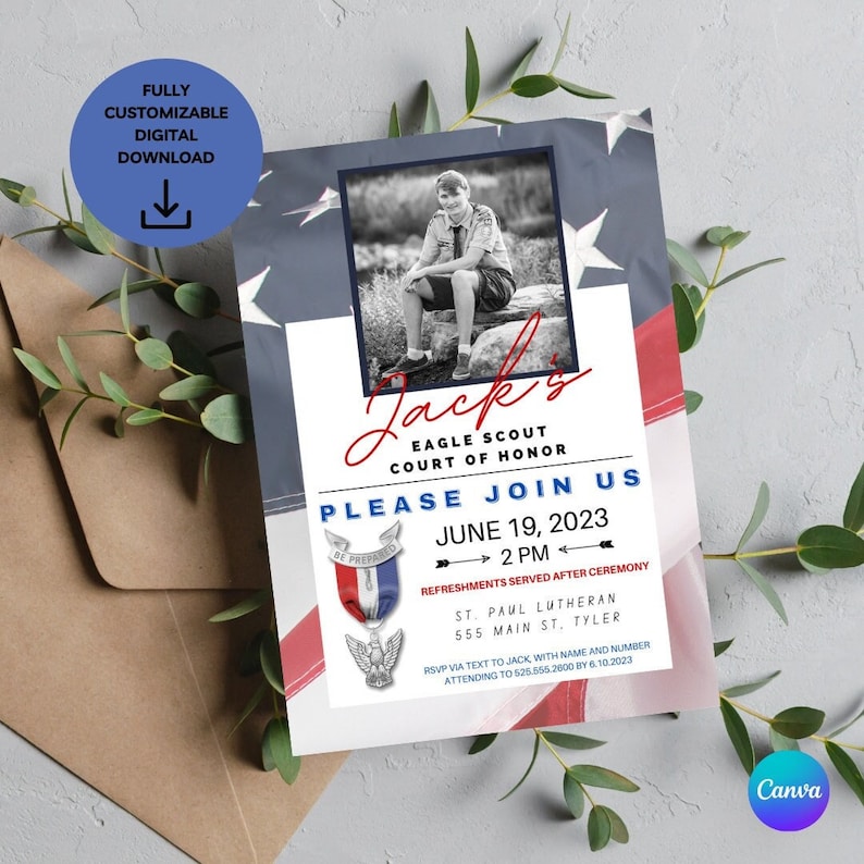 Eagle Scout Invitation CANVA TEMPLATE Court of Honor Etsy Eagle Scout Invitation CANVA TEMPLATE Court of Honor Etsy
