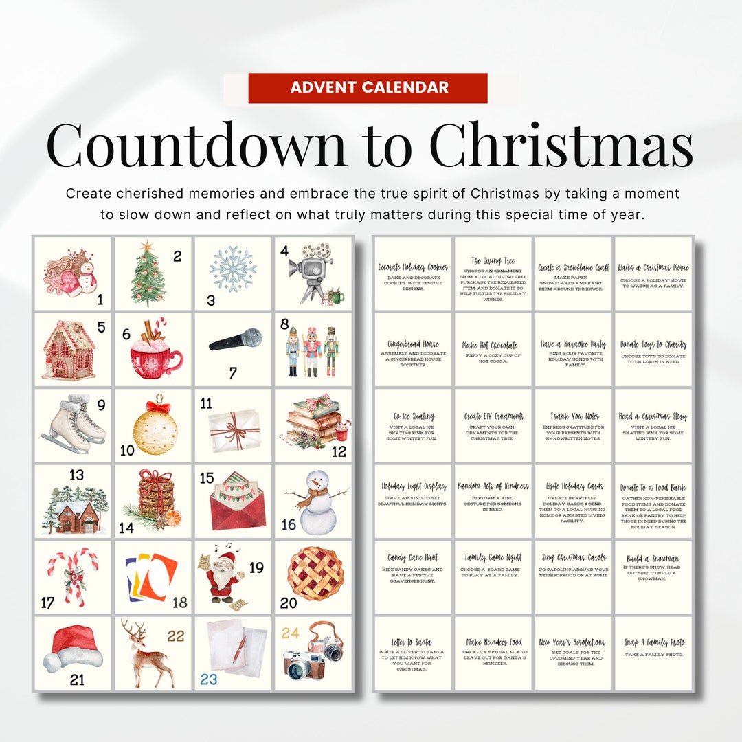 Printable Advent Calendar for Kids, Advent Calendar Printable ...