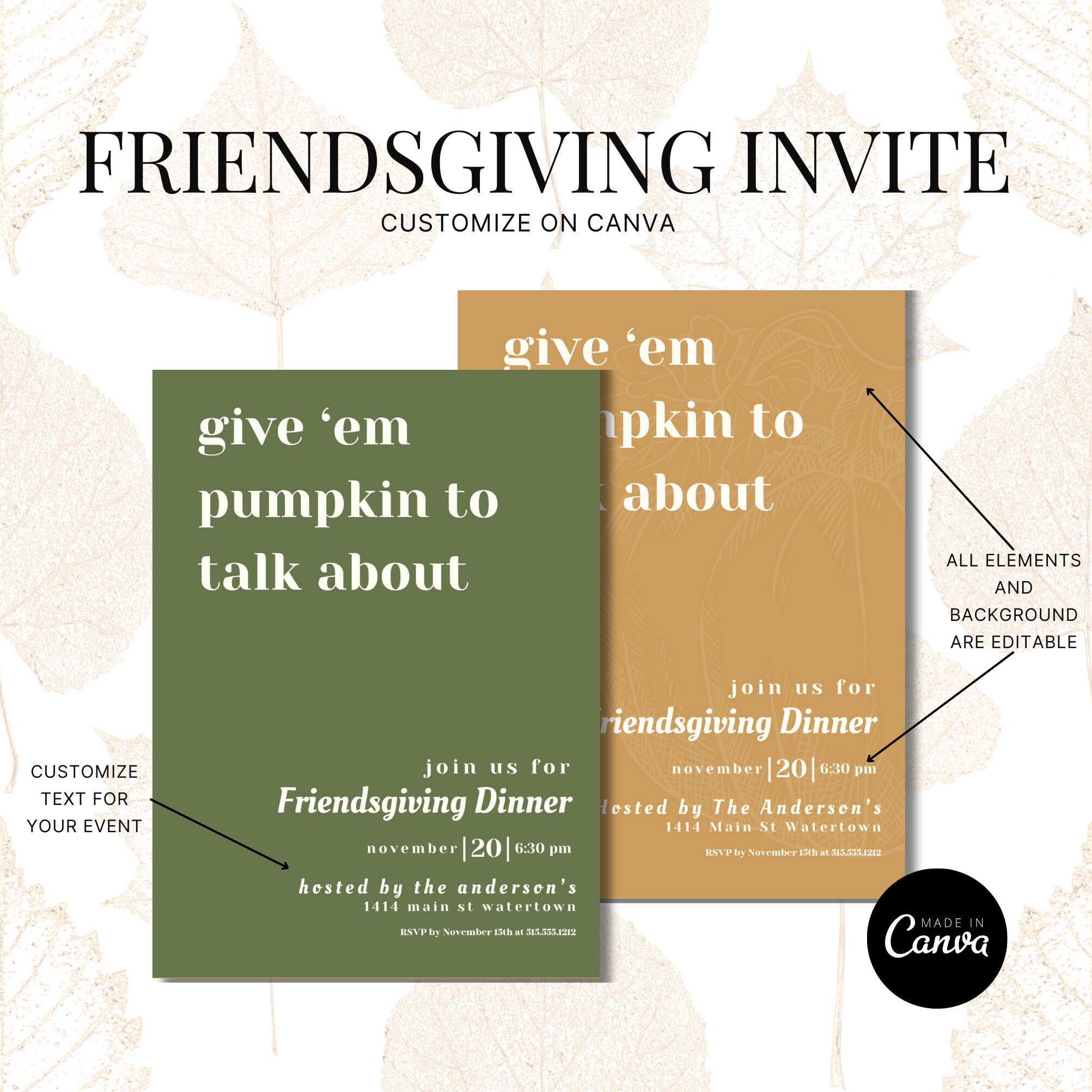 Editable Friendsgiving Invitation Template Thanksgiving Etsy Editable Friendsgiving Invitation Template Thanksgiving Etsy