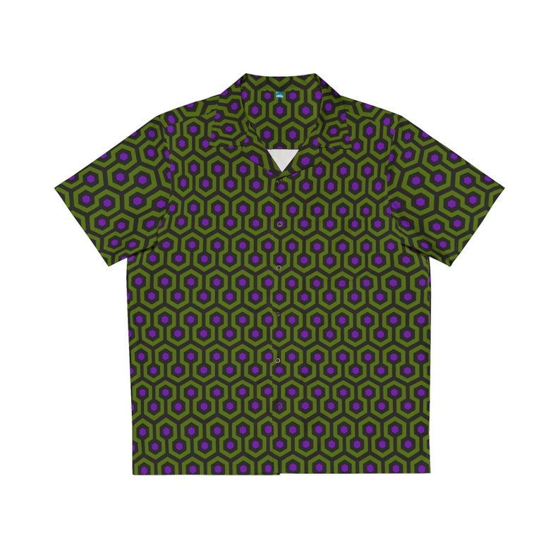Horror Goth Midcentury Vintage Style Hawaiian Shirt in Green & Purple ...