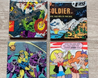 Superhero Comic Book Coasters - Vintage Wooden Comic Book Art - Customizable