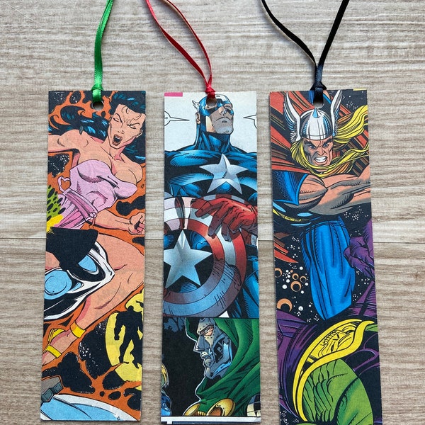 Superhero Comic Bookmarks - Vintage Comic Book Art - Customizable