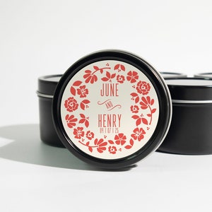 Bulk Candle Wedding Favors - Wedding Candle Favors - Black Tin Candles - Custom Candle Favors - Wedding Shower Favors