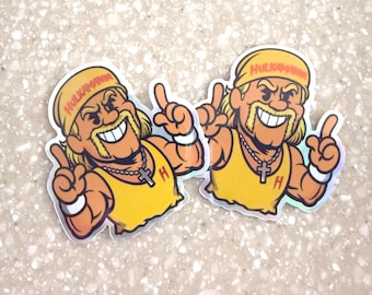 Pegatina troquelada de Hulkster - Dibujos animados de lucha libre retro