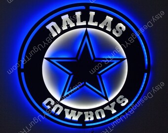 Dallas Cowboys, Metal Led Wall Sign, Dallas Cowboys Led Decor, Cowboys Led Sign, Cowboys Garage Sign, Cowboys Gifts, Dallas Mancave Decor