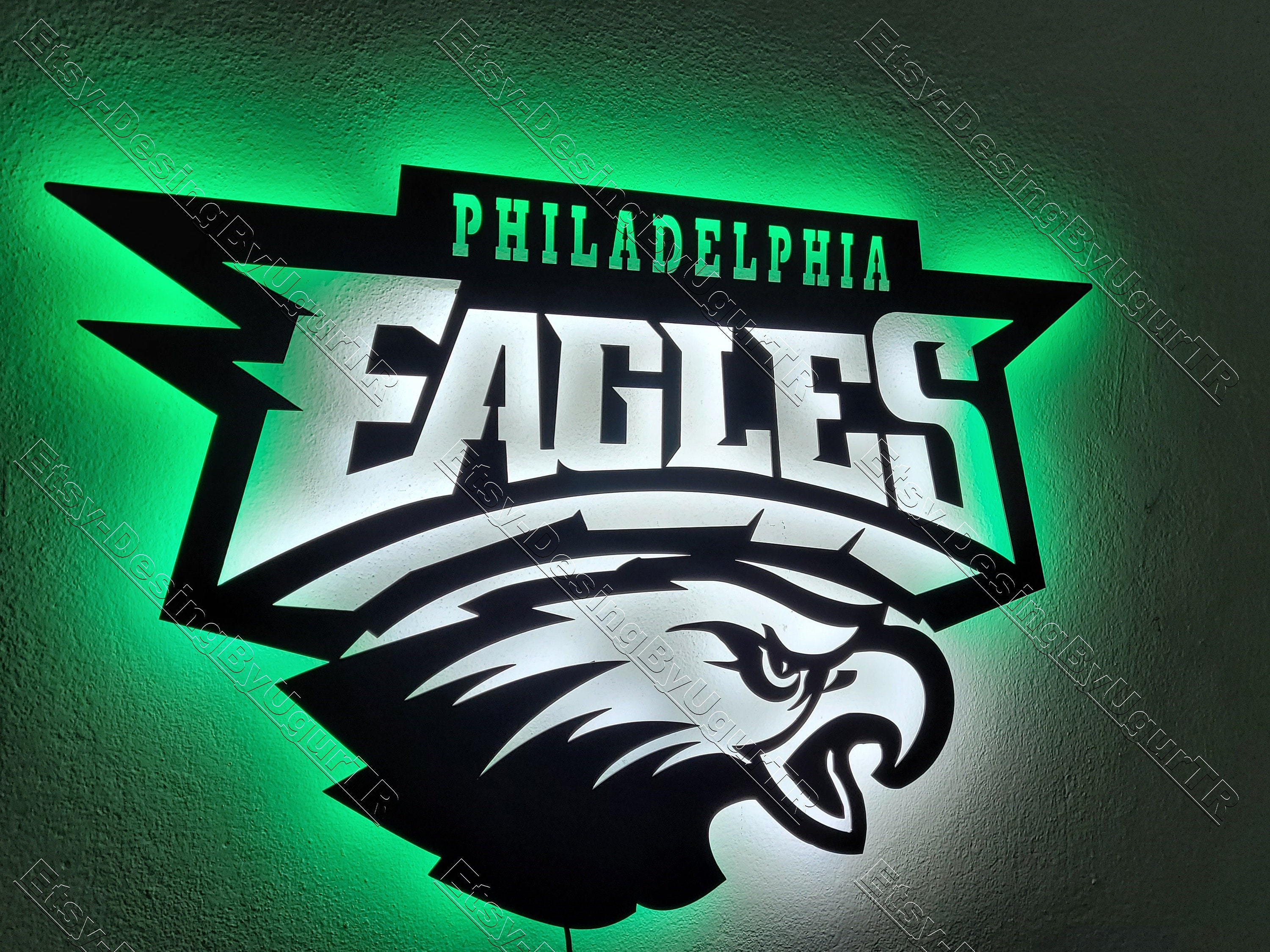 Philadelphia Eagles, Metal Led Wall Sign, Eagles Led Decor
