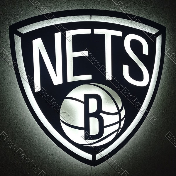 Brooklyn Nets, Led Desing,Led Metal Wall Art, NBA,  New Jersey Nets, Birthday, Wall Decor