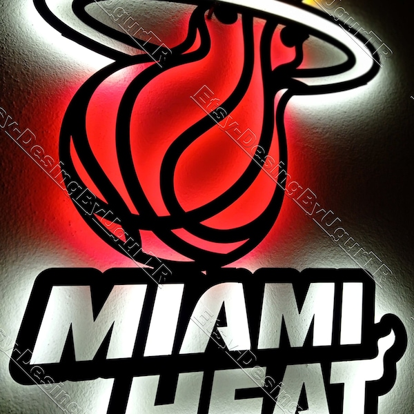 Miami Heat Miami, Florida, ABD, NBA, Deporte, Arte de pared, Letrero, Letrero LED, Hecho a mano, Diseño personalizado