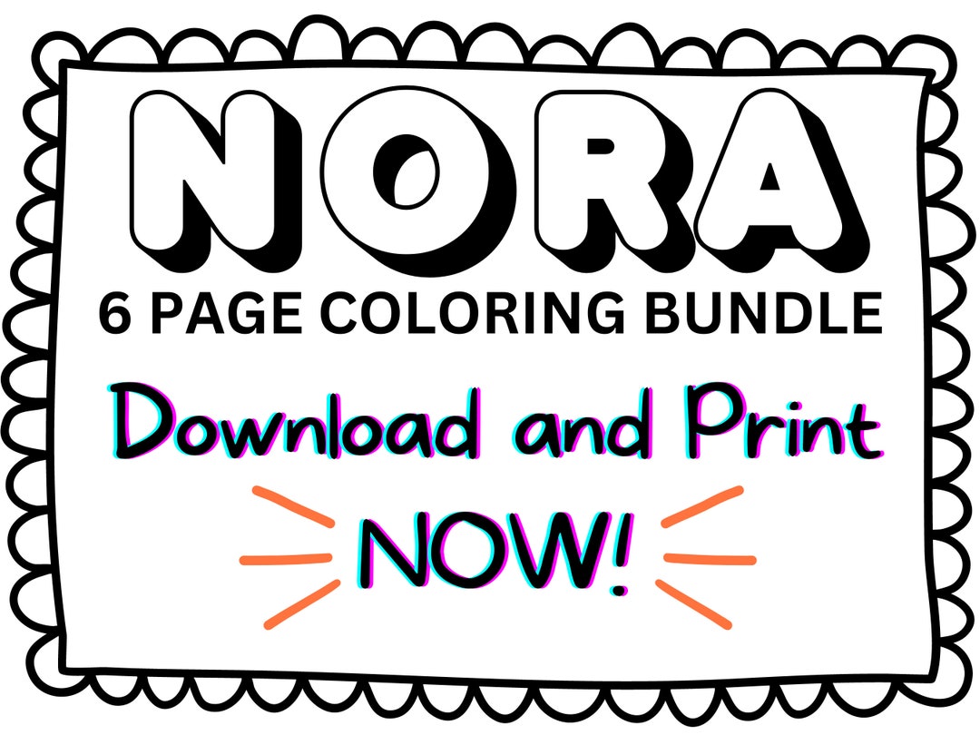 Nora Coloring Page Printable Name Coloring Page, Custom Coloring