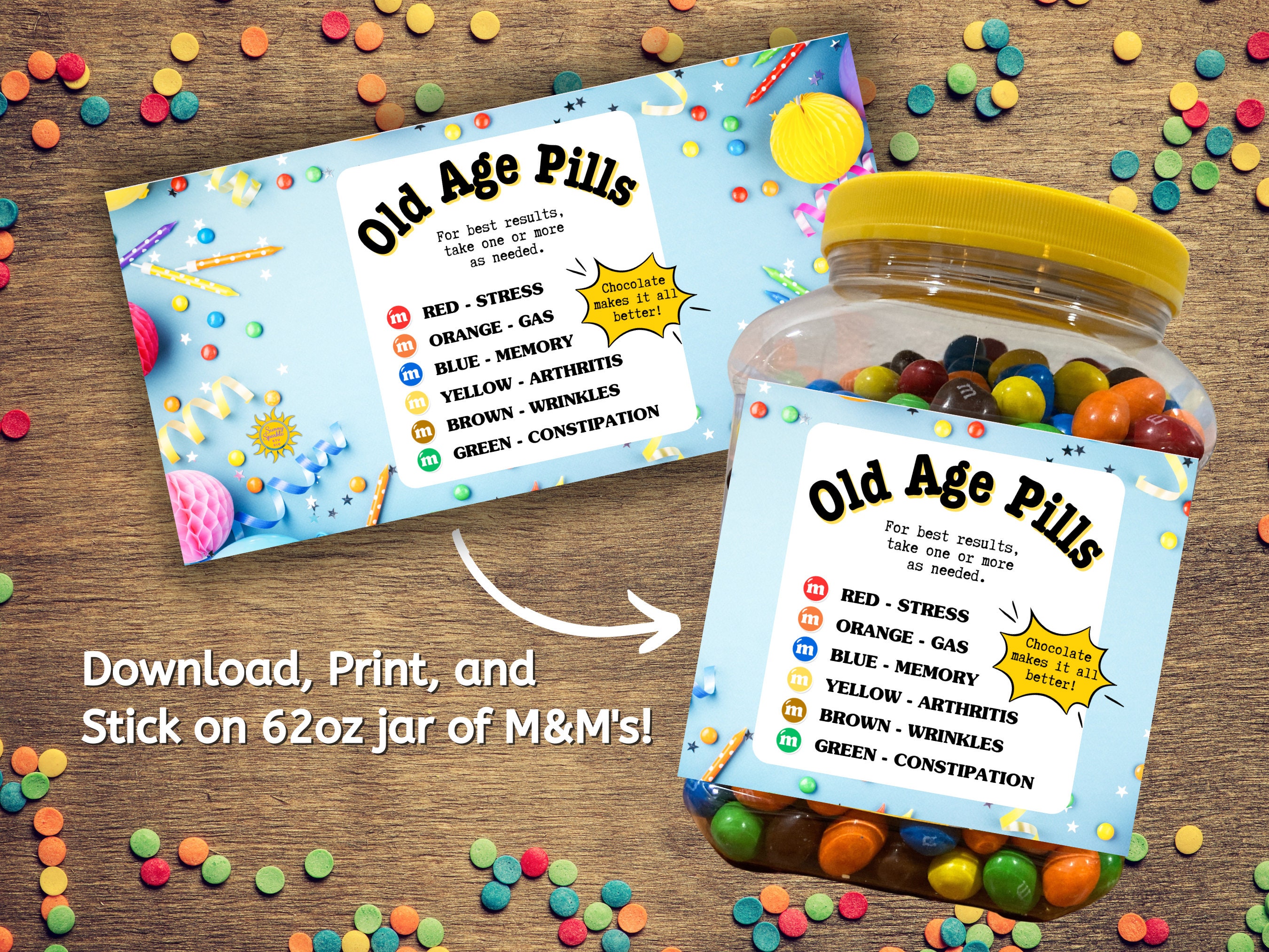 Age Sticker Labels Birthday Gift | Over the Hill Gift | Old Age Pills Label | Old Age ...