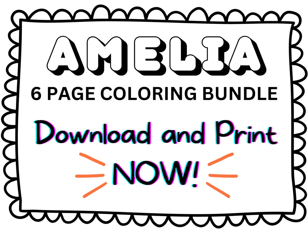 Amelia Coloring Page Printable Name Coloring Page Custom Etsy