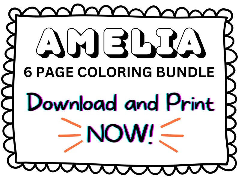 Amelia Coloring Page Printable Name Coloring Page, Custom Coloring ...