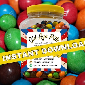 Old Age Gift | Over the Hill Gift | Old Age Pills Printable Label | Old ...
