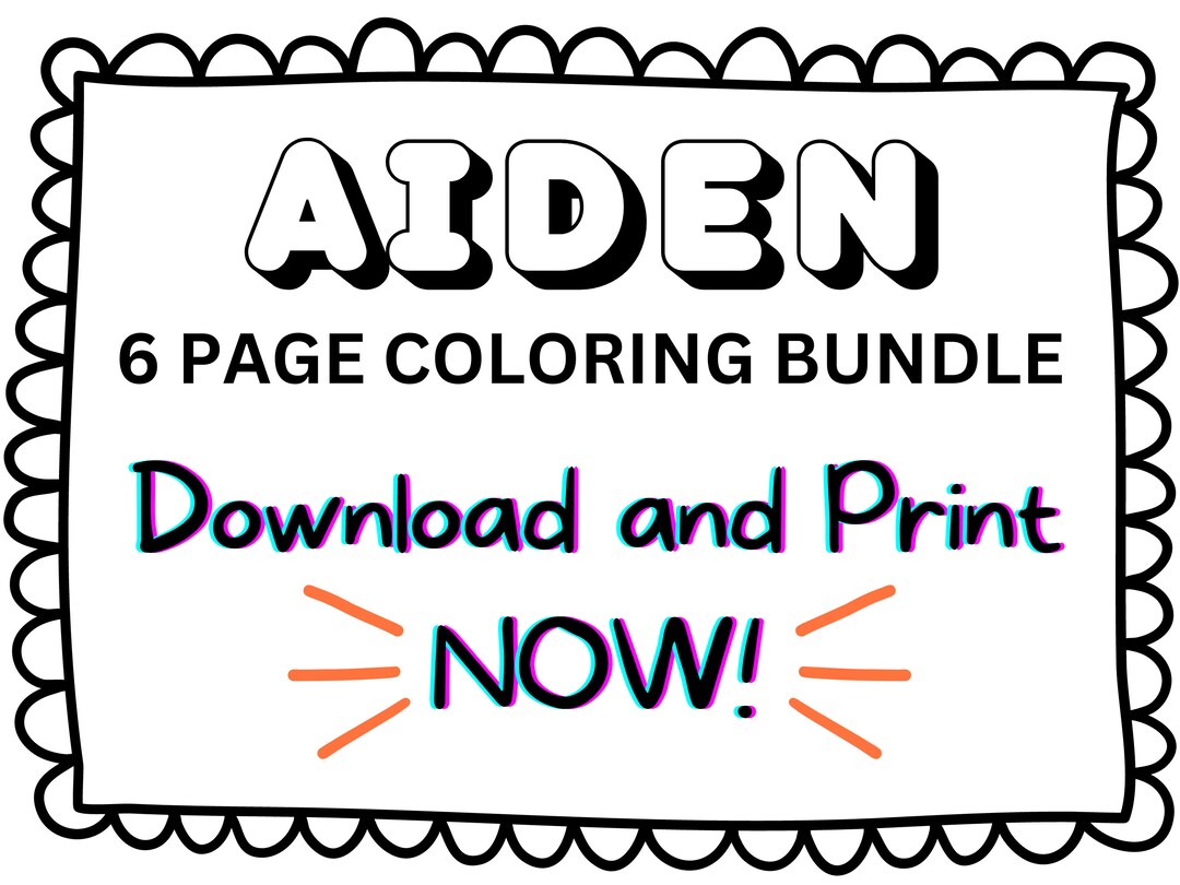 Aiden Coloring Page Printable Name Coloring Page Custom - Etsy