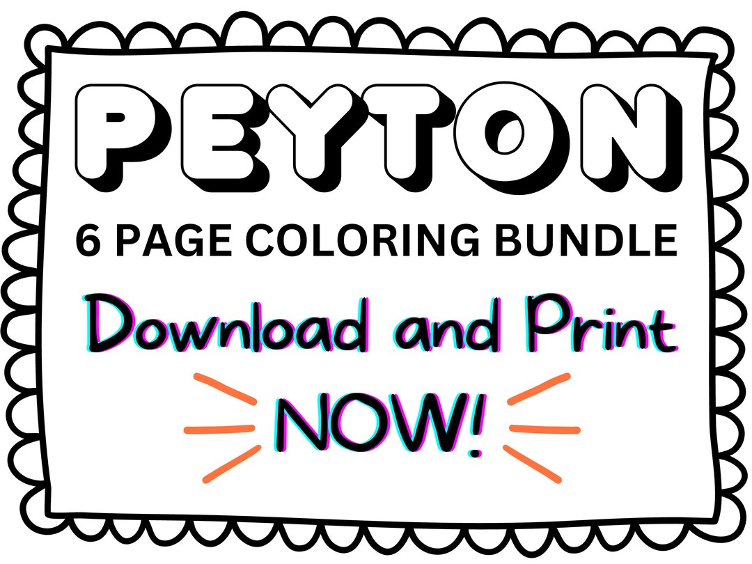 Peyton Coloring Page Printable Name Coloring Page Custom - Etsy