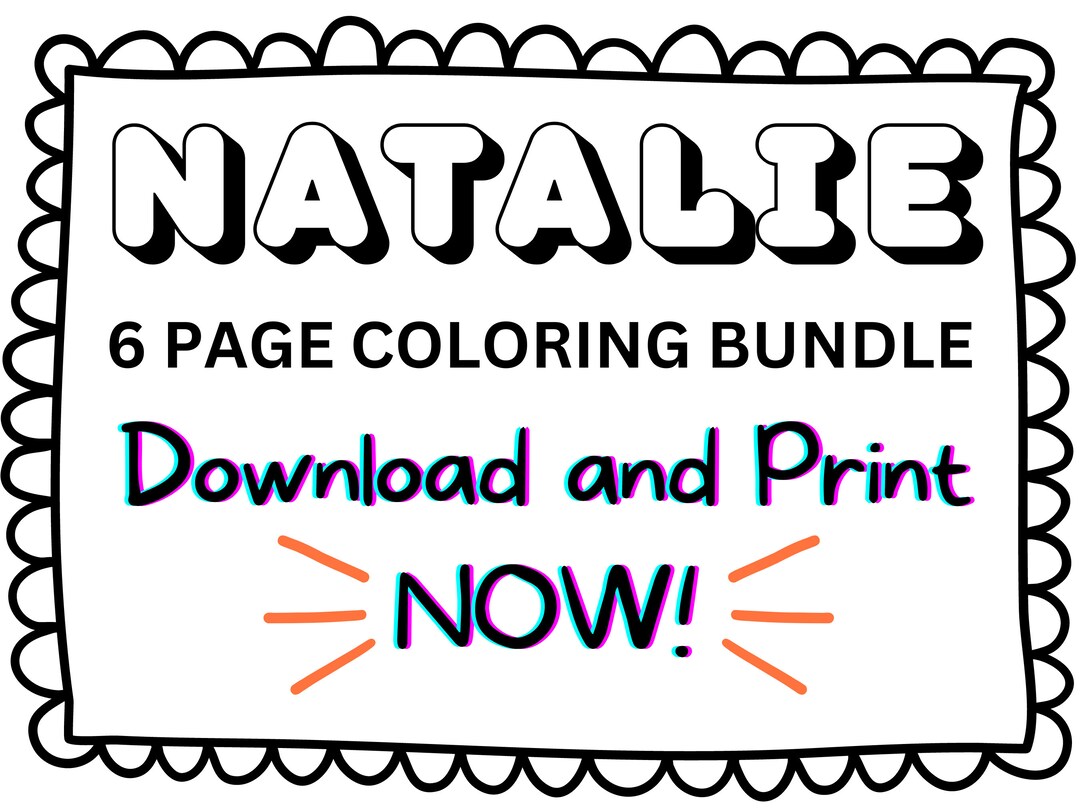 Natalie Coloring Page Printable Name Coloring Page Custom - Etsy