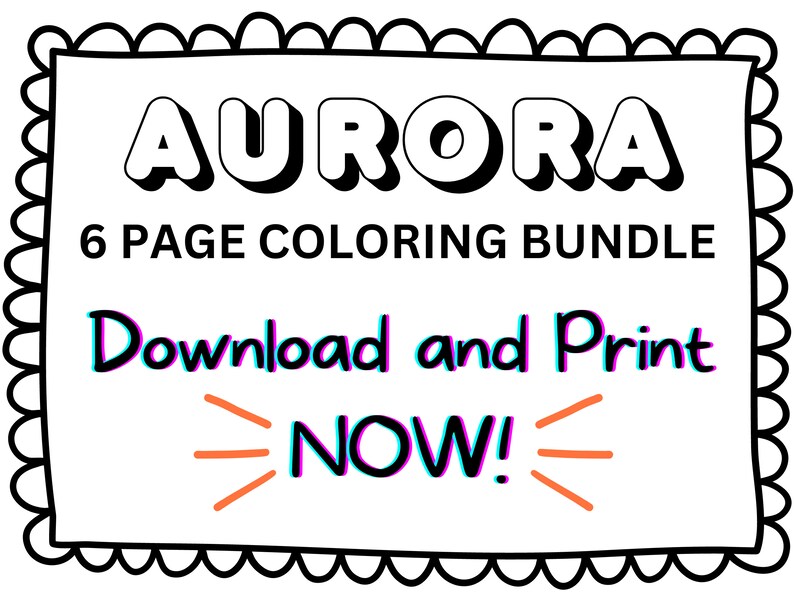Aurora Coloring Page Printable Name Coloring Page, Custom Coloring, Personalized Gift, Colouring ...