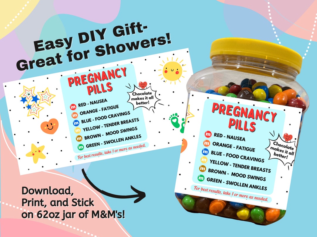 Pregnancy Pills Printable Label Baby Shower Pregnancy Gift Etsy