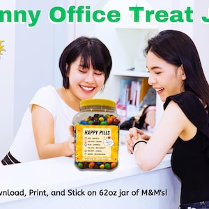 Office Candy Jar | Happy Pills | Instant Download | Easy Gift | Stress Relief Candy |