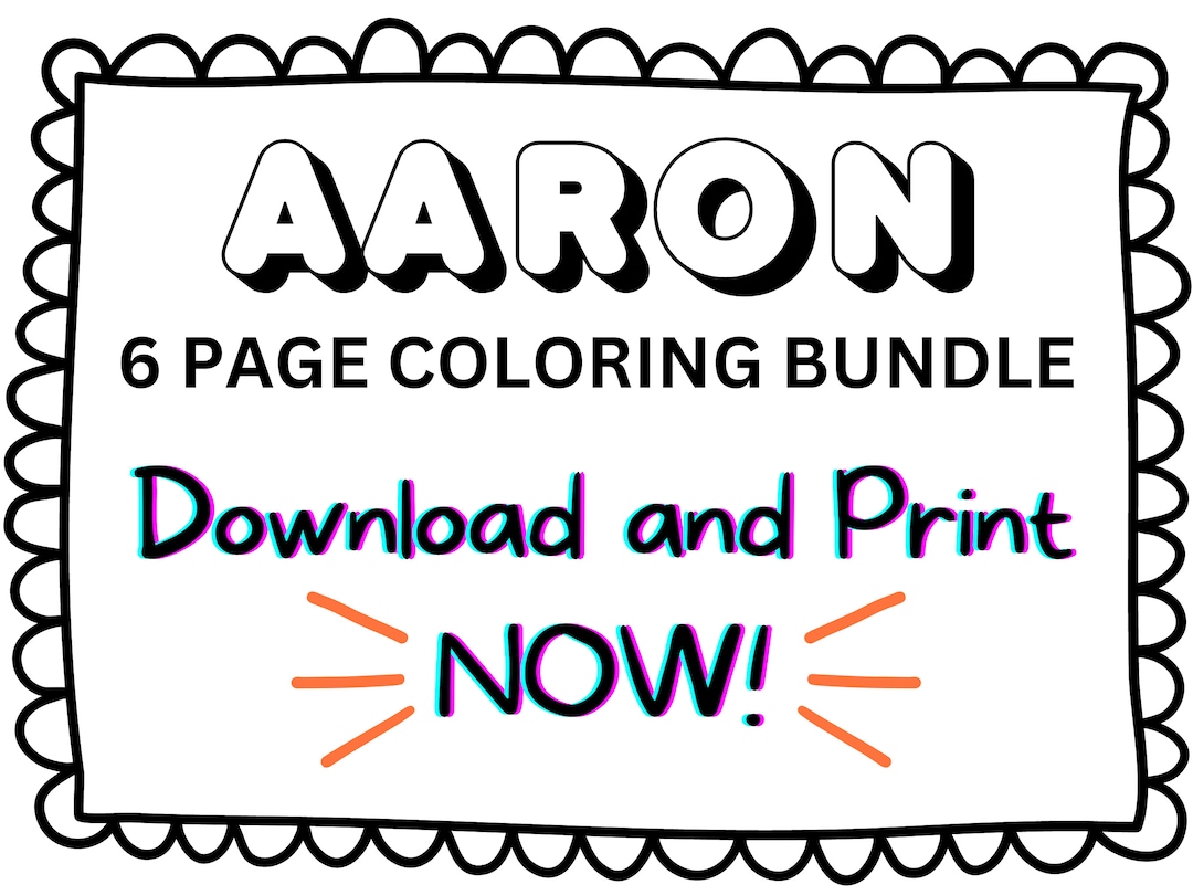 Aaron Coloring Page Printable Name Coloring Page Custom - Etsy