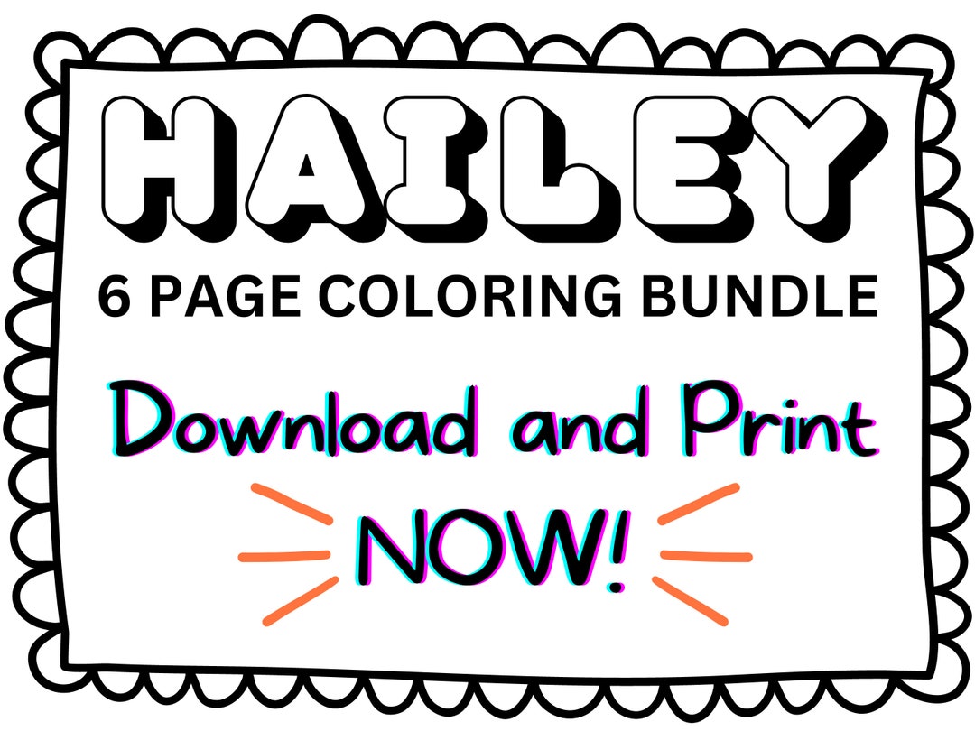 Hailey Coloring Page Printable Name Coloring Page, Custom Coloring